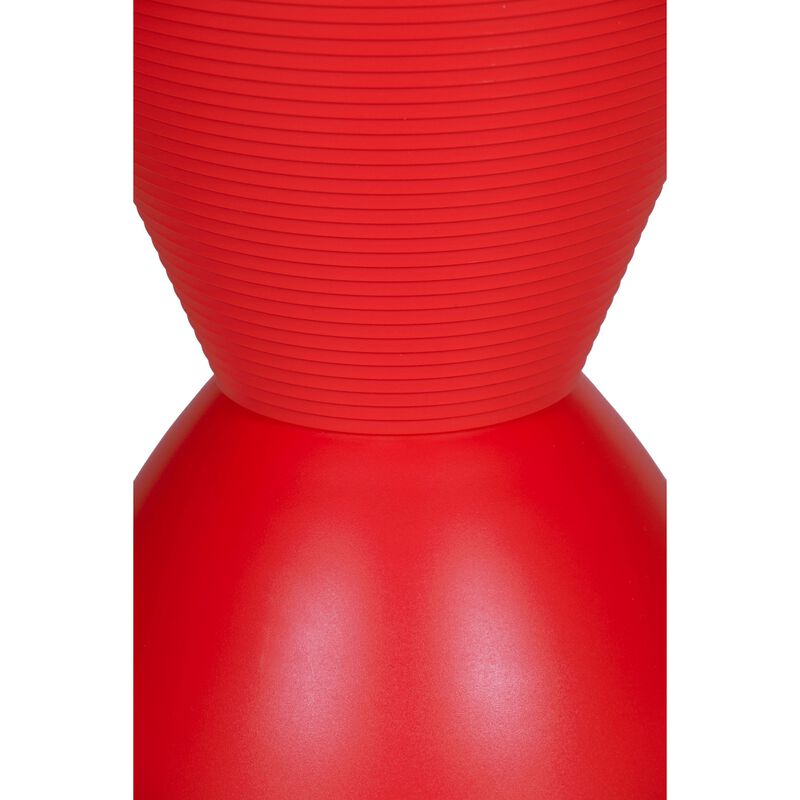 Hillary 17 Inch Side Table, Indoor Outdoor, Hourglass Shape, Red Finish - Benzara