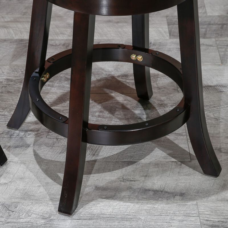 30" Barstool, Espresso Finish, Beige Fabric Seat