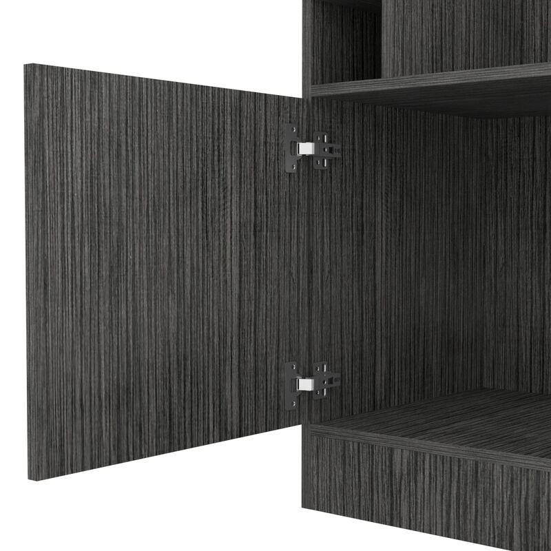DEPOT E-SHOP Egina Corner Bar Cabinet, Two External Shelves, Smokey Oak