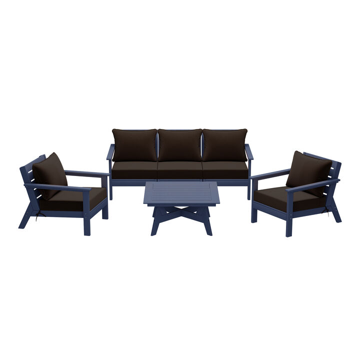 WestinTrends Outdoor 6-Piece Modular Sectional Patio Furniture Sofa Set