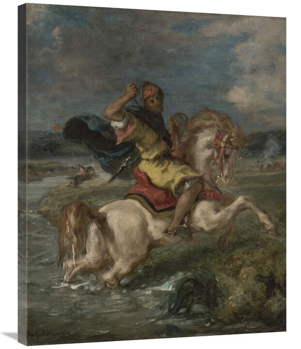 Moroccan Horseman Crossing a Ford-Canvas Art-28x35