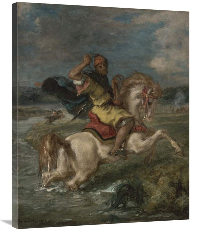 Moroccan Horseman Crossing a Ford-Canvas Art-28x35