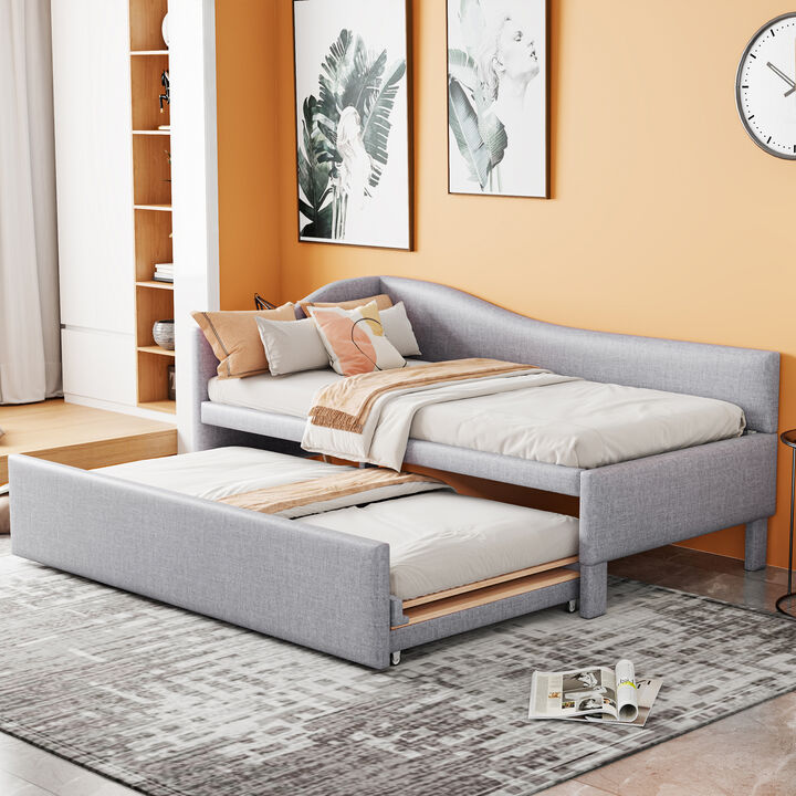 Merax Upholstered L-Shaped Daybed with Pop Up Trundle