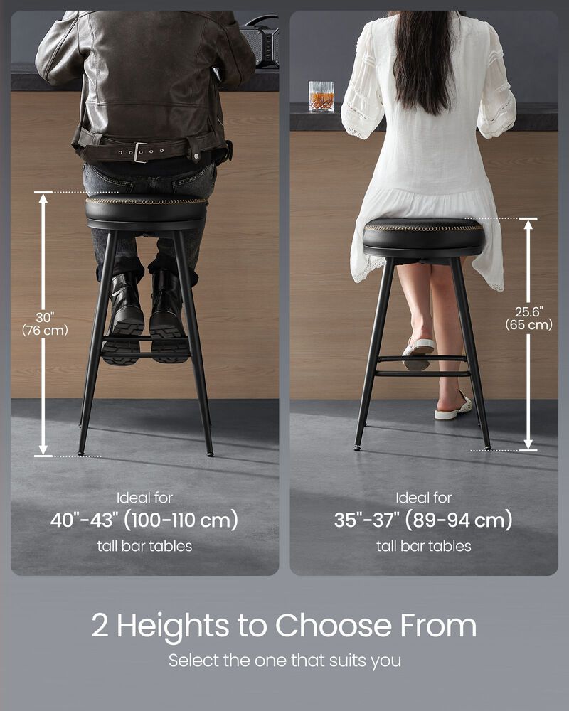 Bar Stools Set of 2, 25.6-Inch Tall