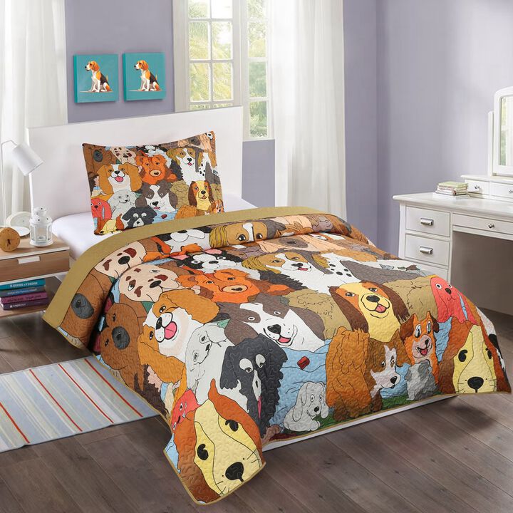 MarCielo Kids Girls Quilt Set Bedspread Coverlet Set WX200 Twin