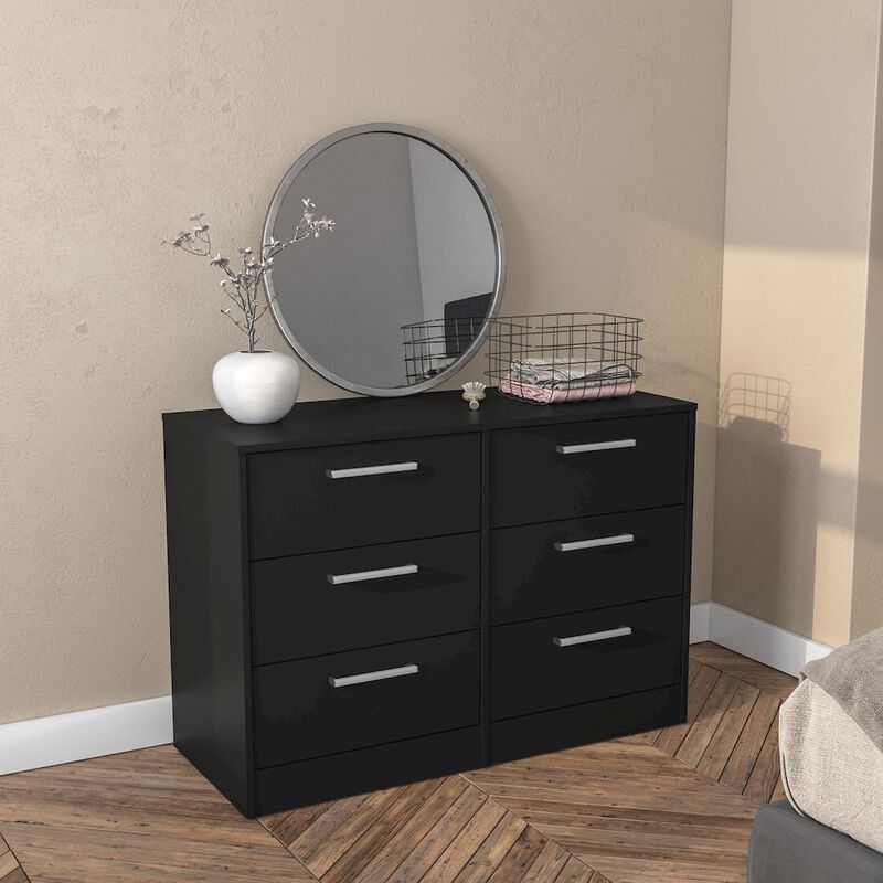Polifurniture Juliette 6 Drawer Dresser, Black