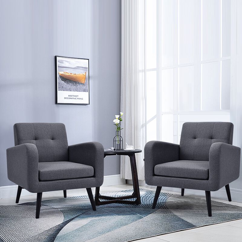 Modern Upholstered Comfy Accent Chair Single Sofa with Rubber Wood Legs