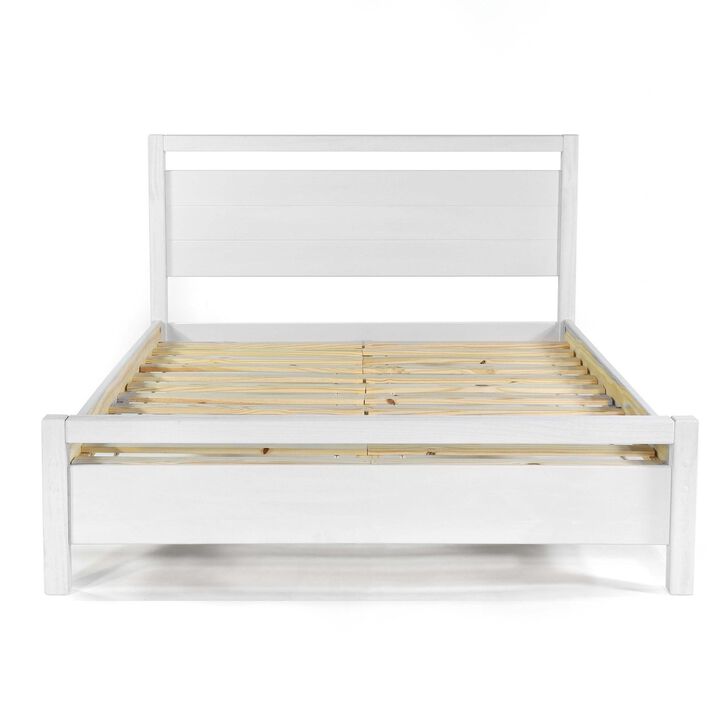 Hivvago Queen Size FarmHouse Traditional Rustic White Platform Bed