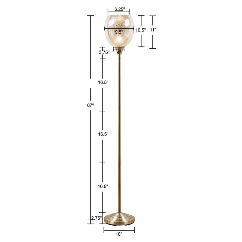 Bellow Uplight Floor Lamp With Mercury Glass Shade