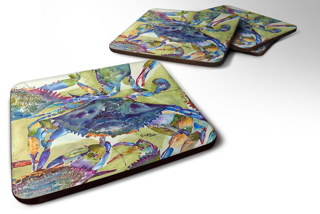 Caroline's Treasures 8512FC Crab Foam Coasters (Set of 4), 3.5 H x 3.5 W, Multicolor