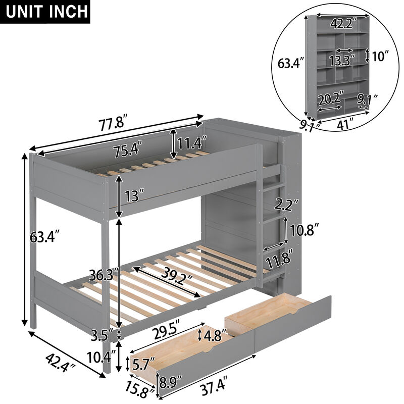 Merax Storage Bunk Bed With 2 Drawers