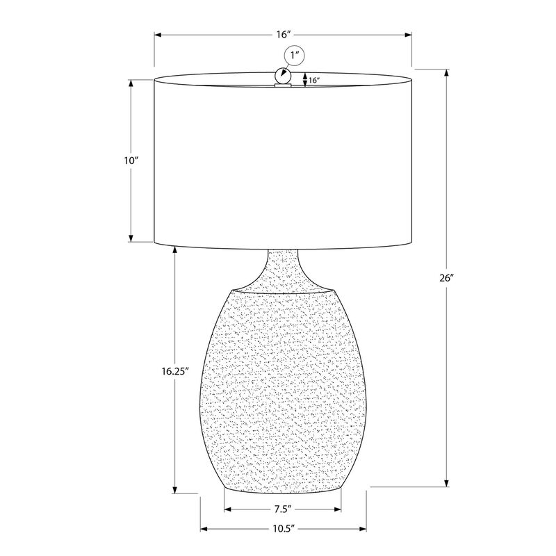 Monarch Specialties I 9609 - Lighting, 26"H, Table Lamp, Ivory / Cream Shade, Cream Resin, Contemporary