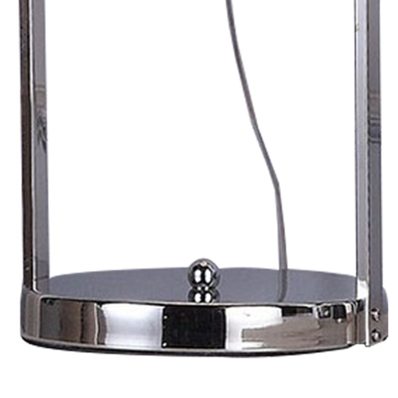 Jim 22 Inch Table Lamp, LED Light, Metal Body, Modern Globe Shade, Silver-Benzara