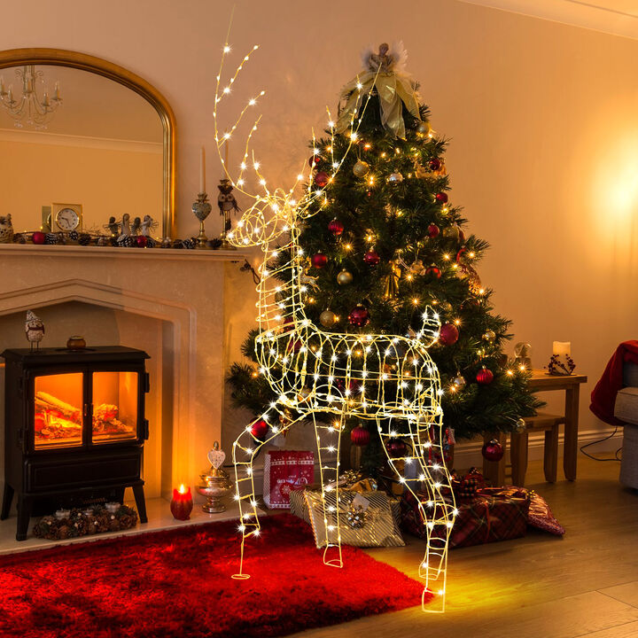 Pre-Lit Christmas Reindeer with 300 Warm White LED Lights and Zip Ties