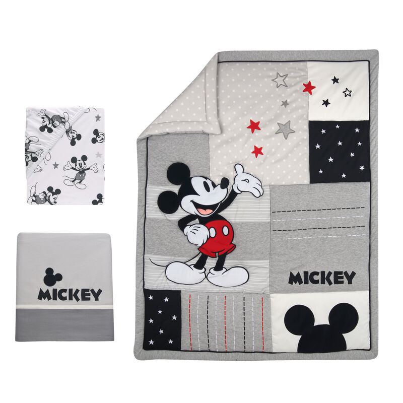 Lambs & Ivy Disney Baby Magical Mickey Mouse 3-Piece Crib Bedding Set - Gray