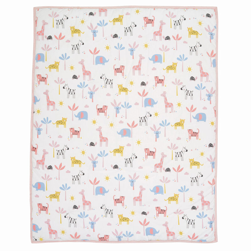 Lambs & Ivy Snuggle Jungle Pastel Safari Cotton Jersey 3-Piece Crib Bedding Set