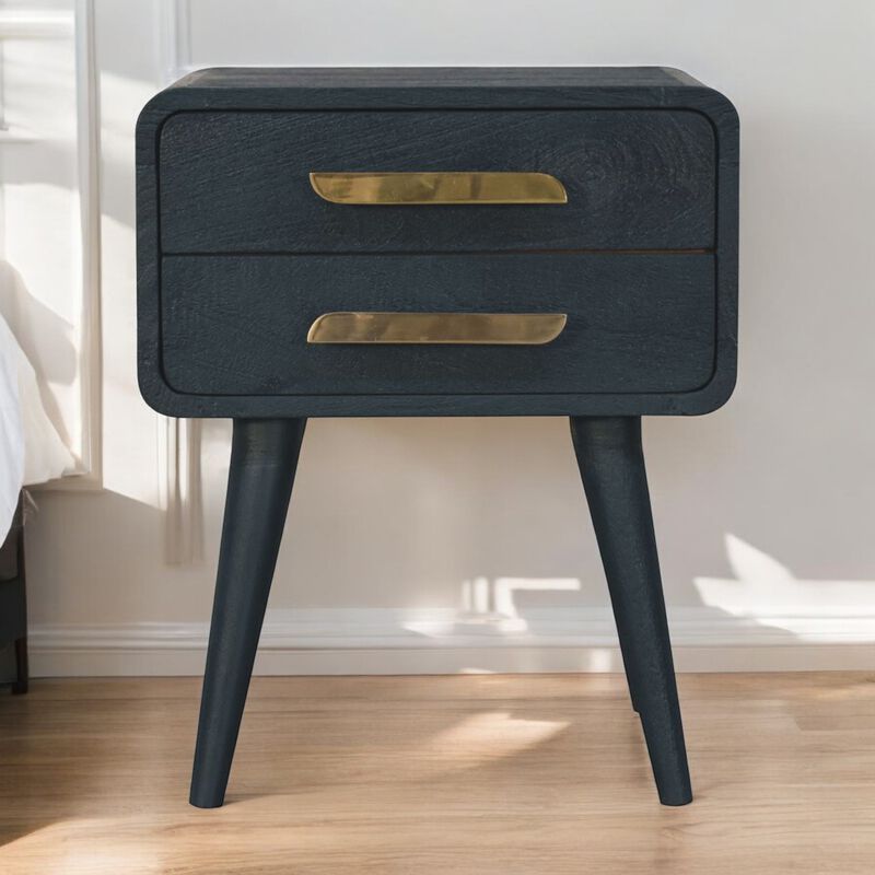 Artisan Furniture Solid Wood Midnight Teal Bedside Table