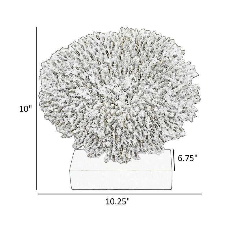 Gito Coral Sculpture Accent Decor, Black Base and Gold Resin 10 Inch - Benzara