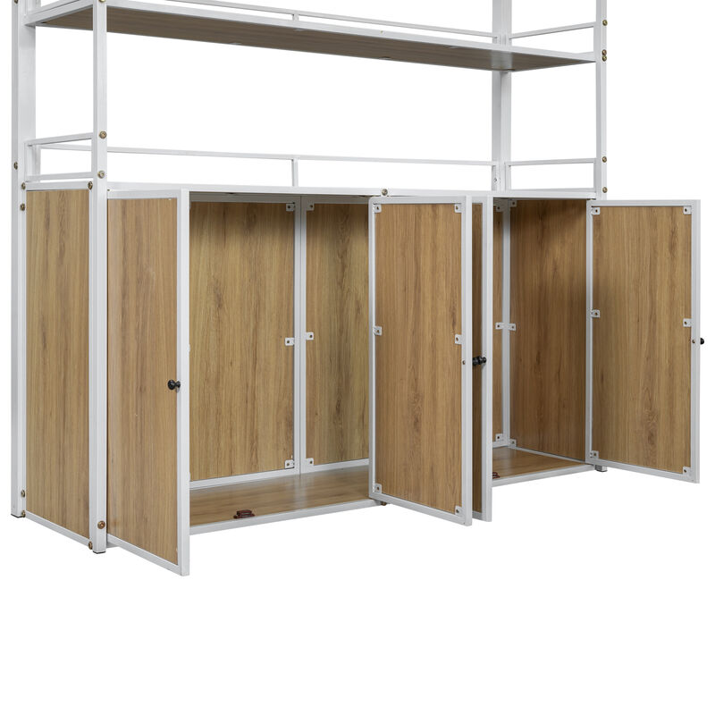 Merax Metal Loft Bed with Storage Staircase and Wardrobe