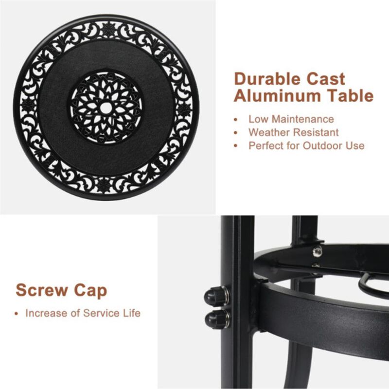 Outdoor Patio Round Bar Table Weather-Resistant High Bistro Table for Garden & Deck