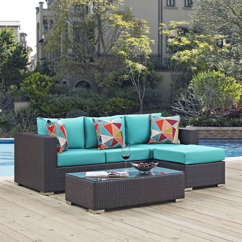 Modway - Convene 3 Piece Outdoor Patio Sofa Set