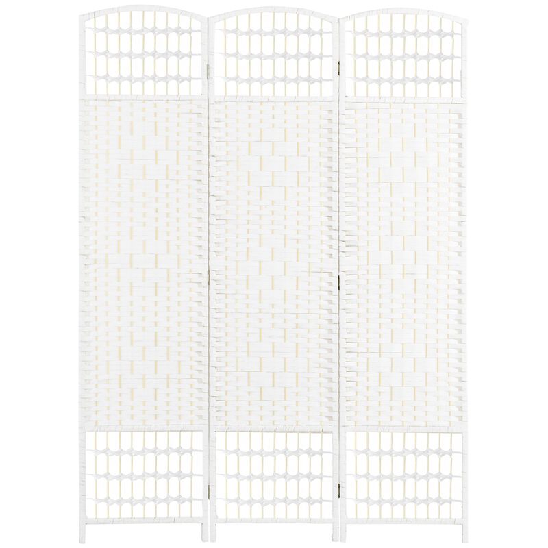 White Room Separator: 3-Panel Folding Privacy Screen with Wave Design