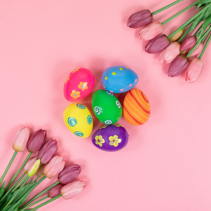 Pack of 6 Vibrantly Colored Springtime Easter Eggs 3.25�