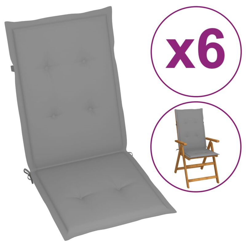 vidaXL Garden Chair Cushions 6 pcs Gray 47.2"x19.7"x1.6"