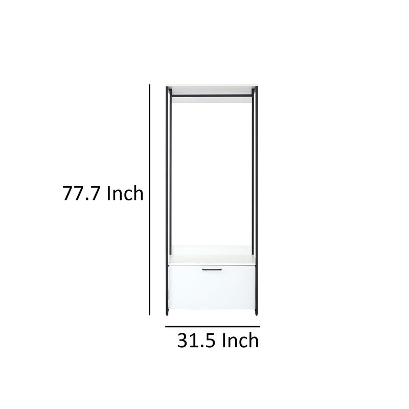 Cox Modular Closet System, 1 Storage Drawer, Hanging Rod, Black Metal Frame