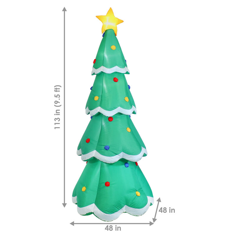 Sunnydaze Towering Green Christmas Tree Inflatable Yard Decoration - 9.5 ft