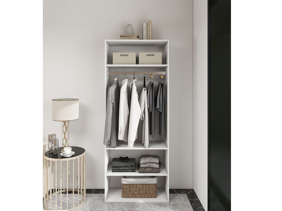 Morden Closet Organizer System with 3 Closet Shelves, Walk-in  Wooden Clothes Organizer, Armoire Wardrobe Closet System,White