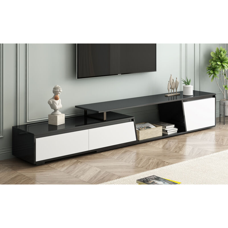 Rectangle TV Stand, 2 Drawers, 1 Cabinet, Up to 100"
