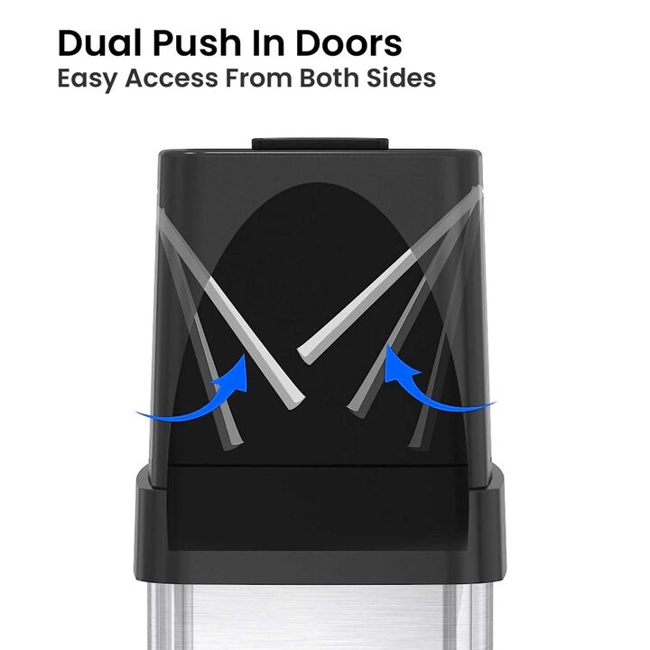 iTouchless 24 Gallon / 91 Liter Dual Push Door Trash Can with Wheels