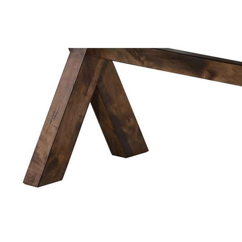 Wooden Trestle Style Base Bench, Brown-Benzara