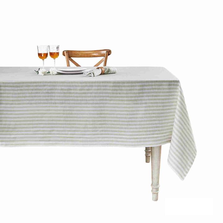 Solino Home 100% Pure Linen Tablecloth | Amalfi Stripe