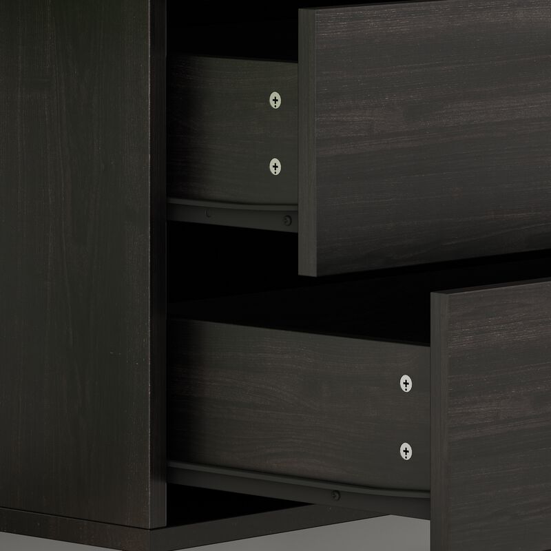 FUFU&GAGA Contemporary 6-Drawer Double Dresser with Gold-Tone Pulls, Black Finish, 54-inch Wide, Composite Material, Modern Style, (54.1" W x 15.7" D x 29.9" H), Black
