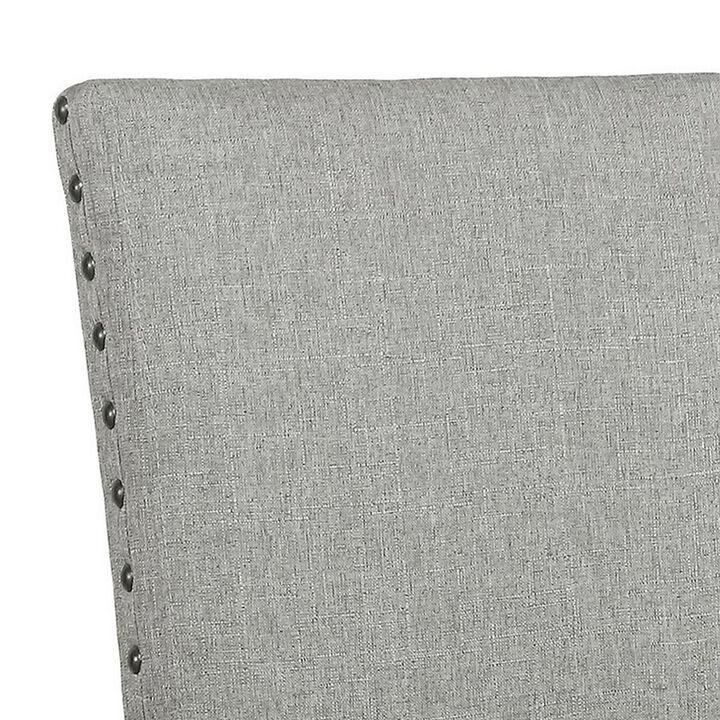 Lok 30 Inch Wood Barstool, Set of 2, Nailhead Trim, Padded Seating, Gray - Benzara