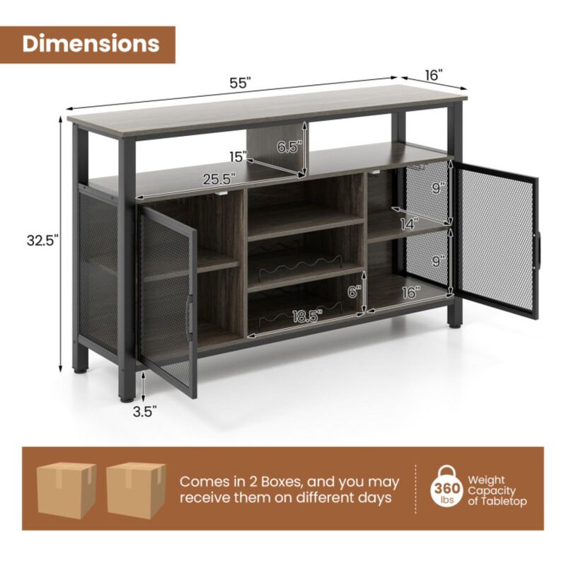 Hivvago 55-Inch Buffet Sideboard with 8-Bottle Wine Racks and Wine Glass Holders
