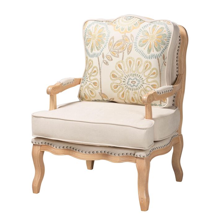 Baxton Studio Andre Cream Quilted Fabric Traditional Accent Chair