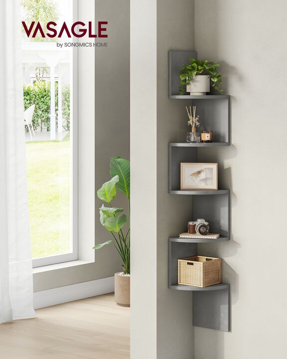 Modern 5-Tier Zigzag Floating Wall Shelf: Stylish Bookshelf for Unique Spaces