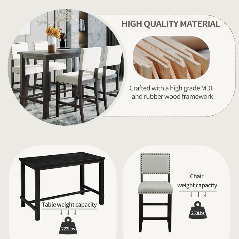 Merax 5-Piece Counter Height Dining Set
