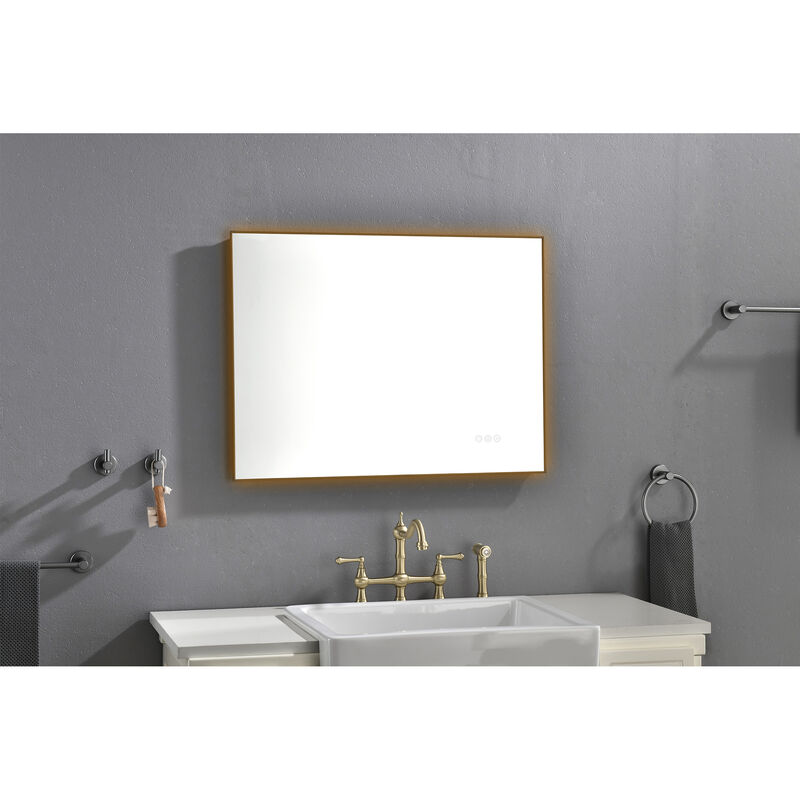 LED Backlit Bathroom Mirror with Metal Frame Anti-Fog and Smart Touch Control
