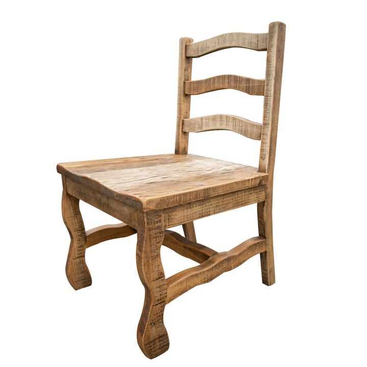 Chris 20 Inch Dining Chair, Set of 2, Curved Pine Wood, Arched Backrest-Benzara