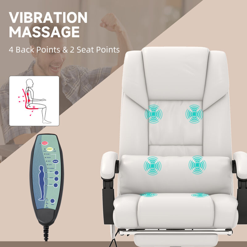 Massaging Office Chair w/ Reclining Function 5 Wheels and High Back Support