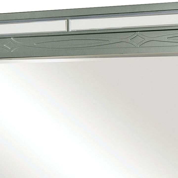 Mirror with LED and Mirrored Trim Accent, Silver-Benzara