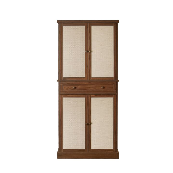 MONDAWE 72" Tall Kitchen Pantry Cabinet, Farmhouse Storage Cabinet with 4 Doors and Drawer, Freestanding Wooden Cupboard Buffet