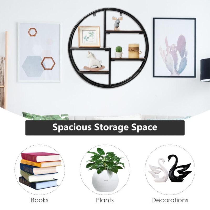 Hivvago Hanging Storage Shelf Circular Wall-Mounted 4-Tier Rack