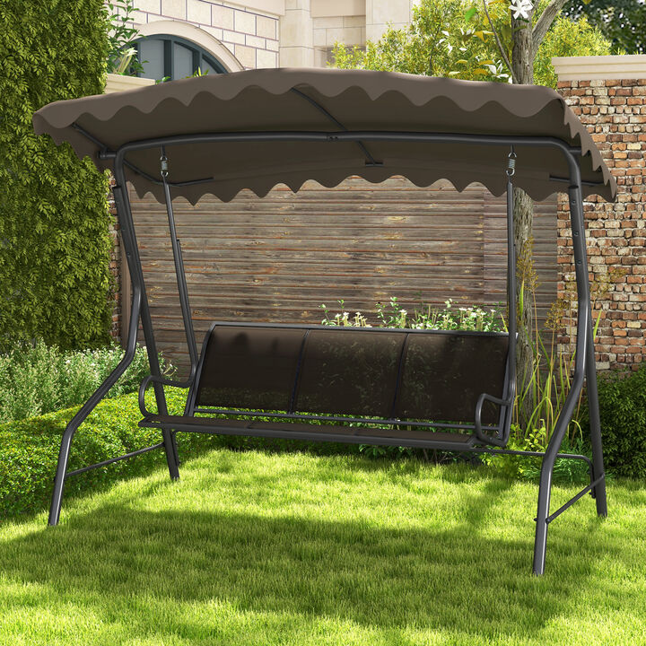 3-Seat Outdoor Porch Canopy Swing with Adjustable Shade – Comfortable Patio Swing Chair