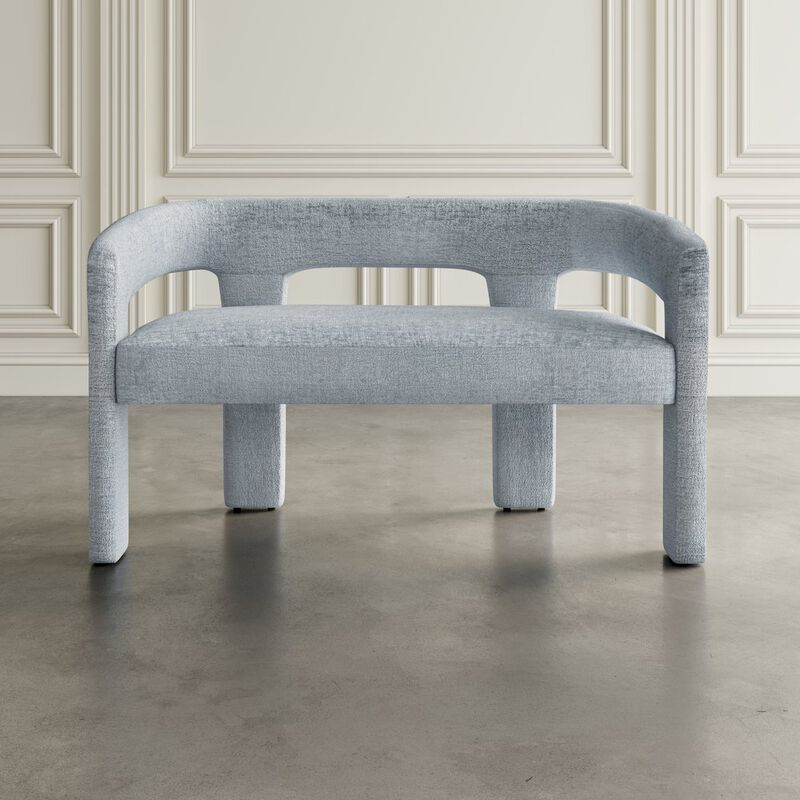 Jofran Gwen Modern Luxury Jacquard Fabric Upholstered Sculpture Bench