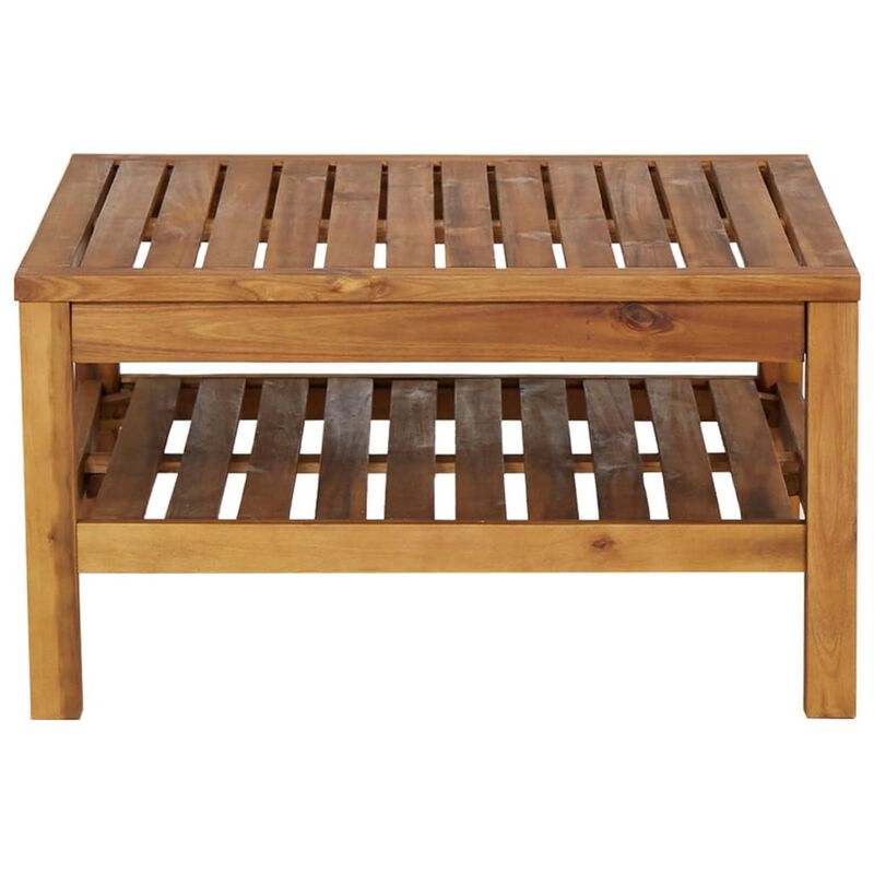 3pc Patio Set with Chair, Ottoman, Coffee Table, Acacia Wood, White - Benzara